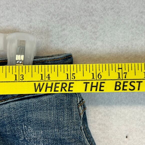 JUDY BLUE Jeans Size 11/30 Blue High Rise Wide Leg Crop Frayed Hem Stretch Denim - Picture 6 of 14